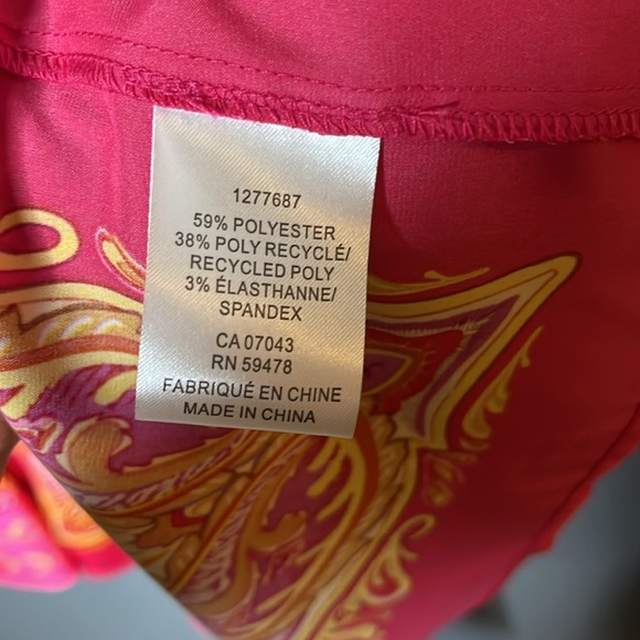 Rachel Zoe Large Blouse Button Top Pink Yellow Boho Retro Shirt Long Sleeve - Picture 5 of 8